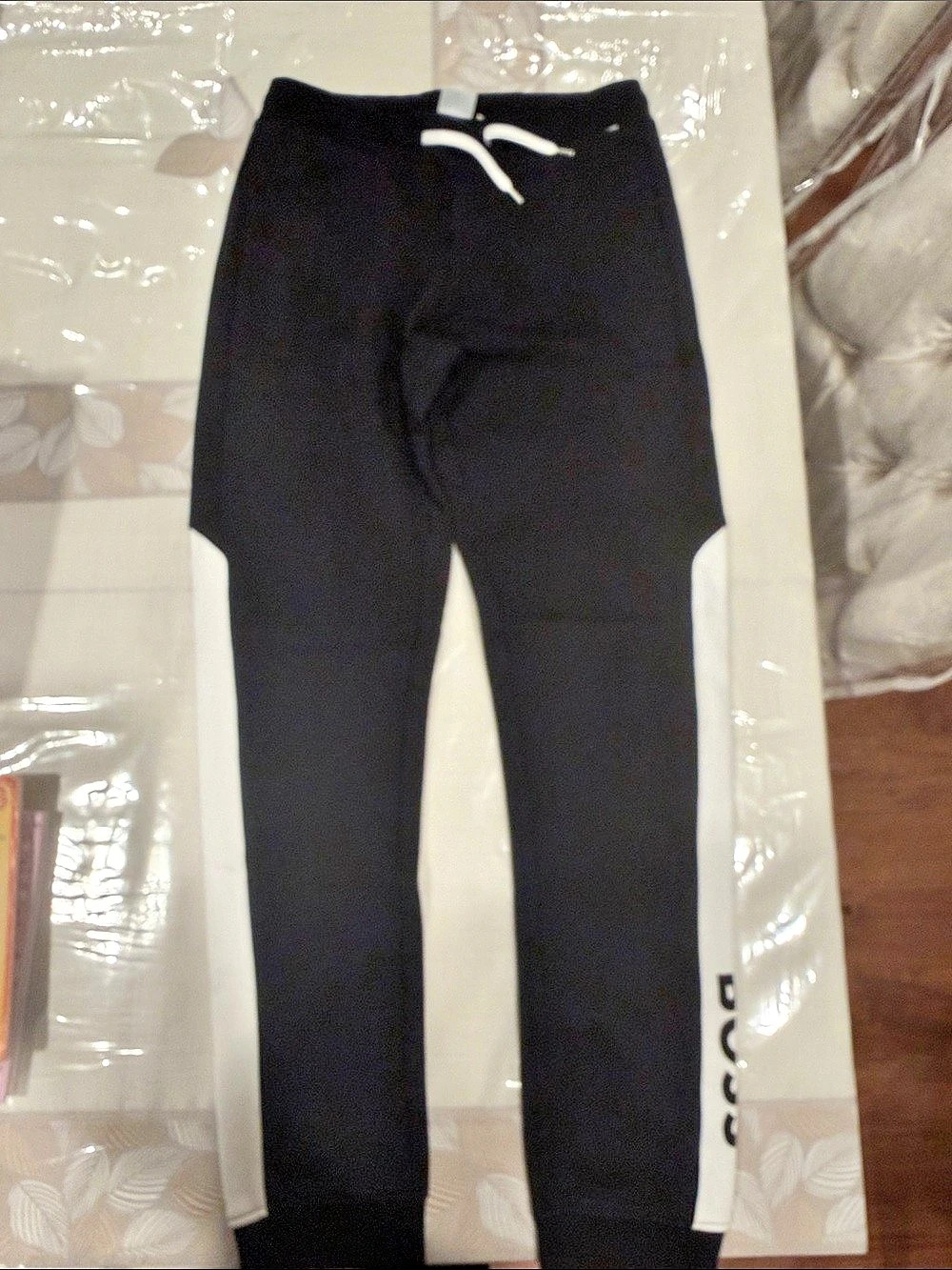 BOSS Color Block Leggings Black & White Size large Like New